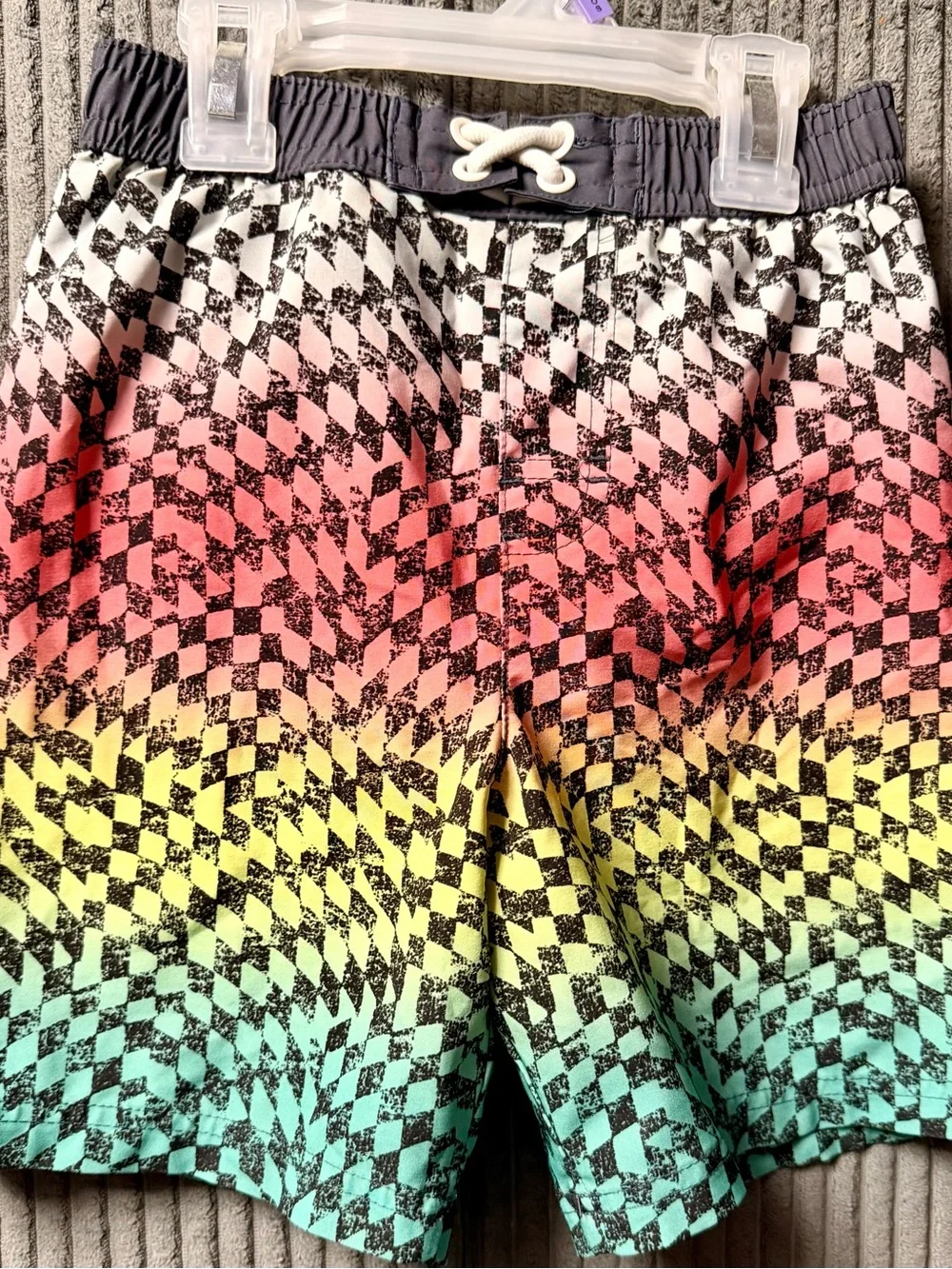 wonder nation Gray Mesh Lined Kids Swim Trunks